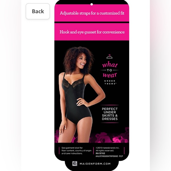 NEW 🖤 Maidenform Flexees Shapewear Body Briefer with Lace Bodysuit Black 36C - Picture 4 of 8